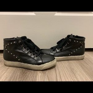 Distressed Black Studded Sneakers
